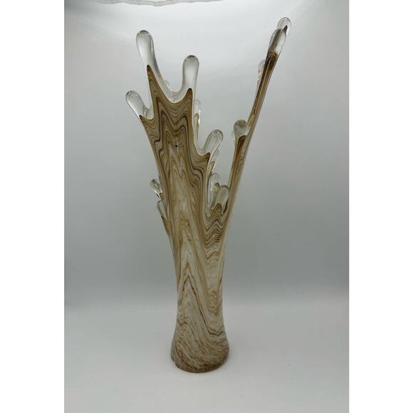 Vintage Mcm Kirch Made In Europe Rare Splash 15" Hand Blown Vase Swung - Picture 4 of 9